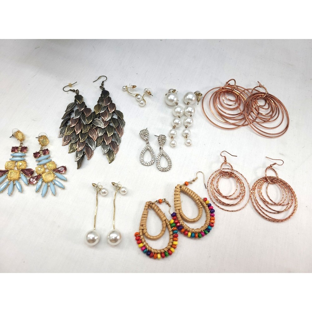 Lot of 9 pairs of Earrings Costume Jewelery
